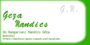 geza mandics business card